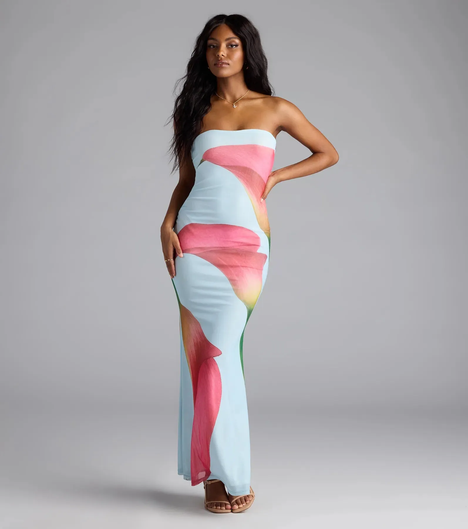 Beauty So Bold Floral Mesh Maxi Dress sold by Windsor