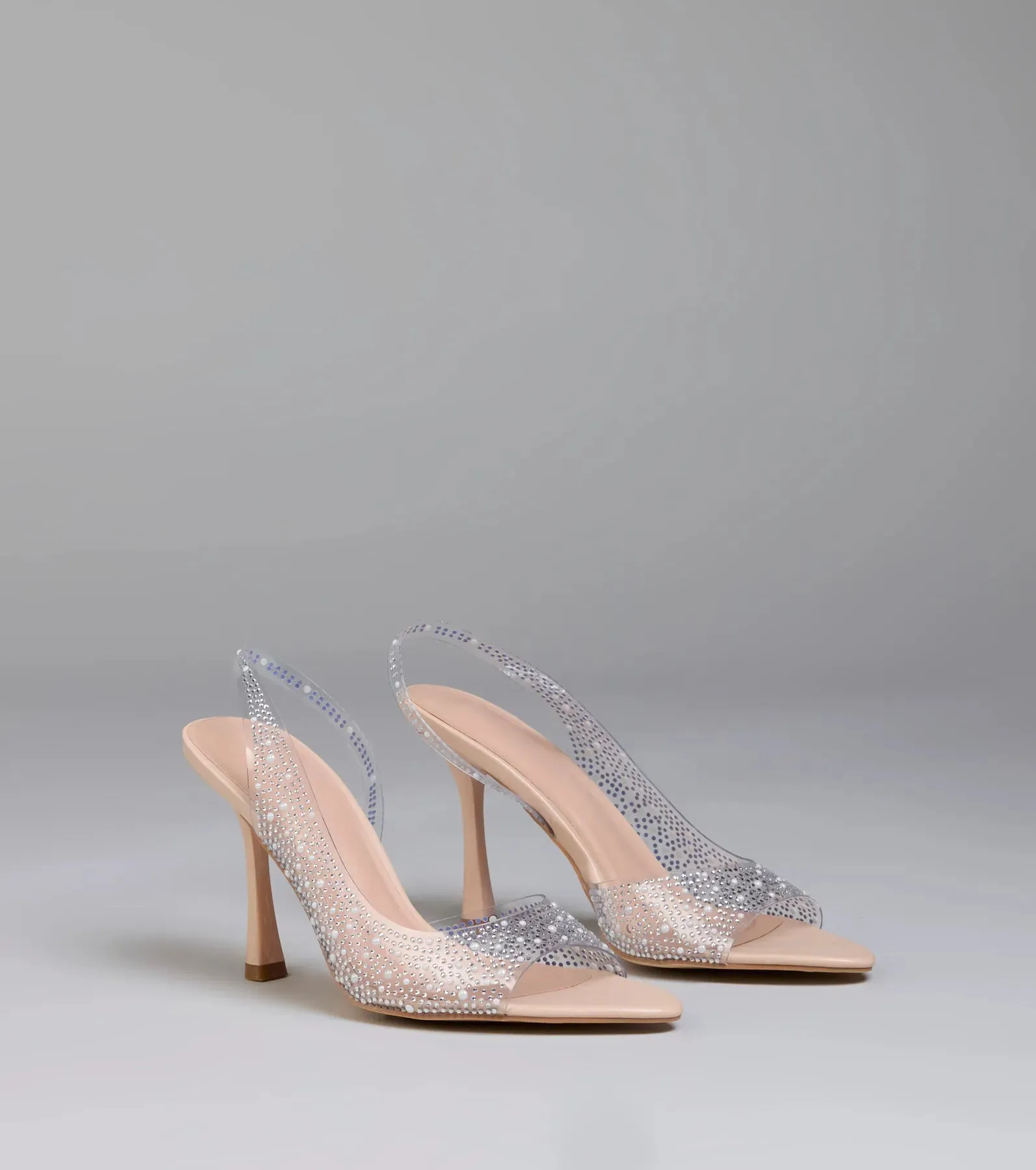 Clear Goals Rhinestone Pearl Slingback Pumps sold by Windsor