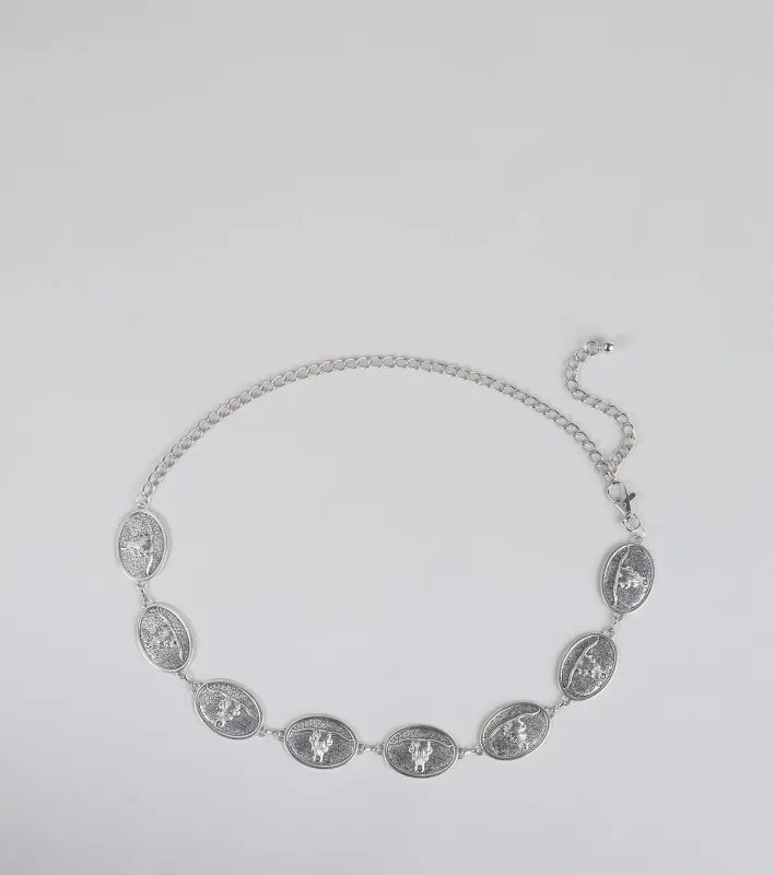 In The Ring Etched Bull Concho Belt sold by Windsor