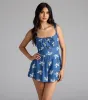Effortless Summer Cutie Chambray Floral Romper sold by Windsor