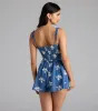 Effortless Summer Cutie Chambray Floral Romper sold by Windsor