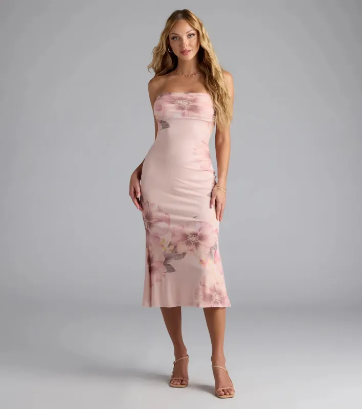 Botanical Beauty Floral Mesh Midi Dress sold by Windsor