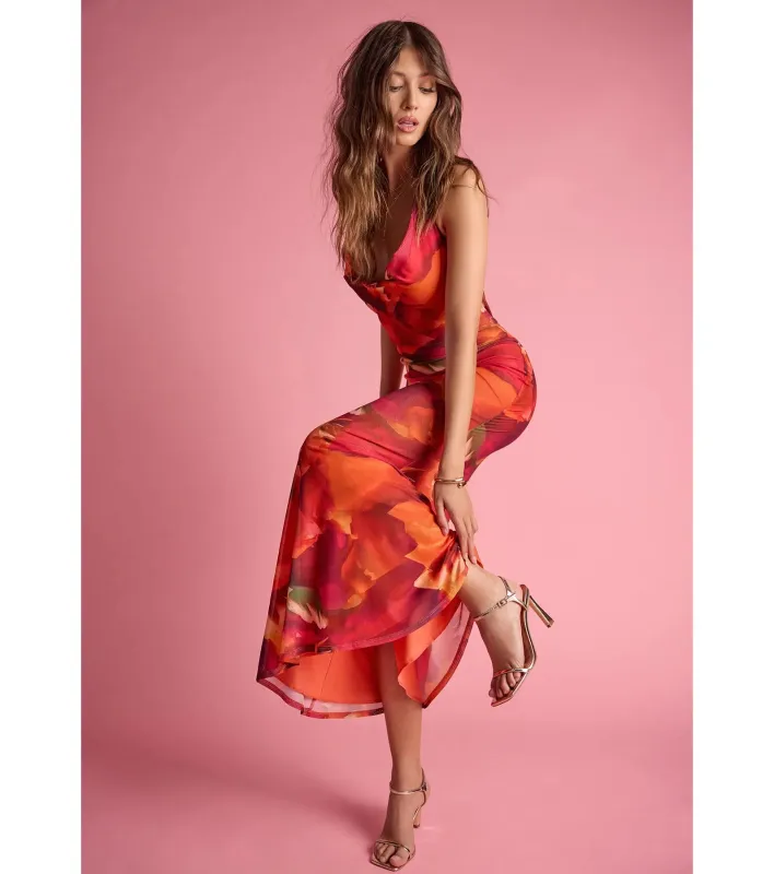 Island Style Tropical Halter Mesh Maxi Dress sold by Windsor