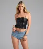 Edgy Demure Lace-Up Halter Crop Top sold by Windsor