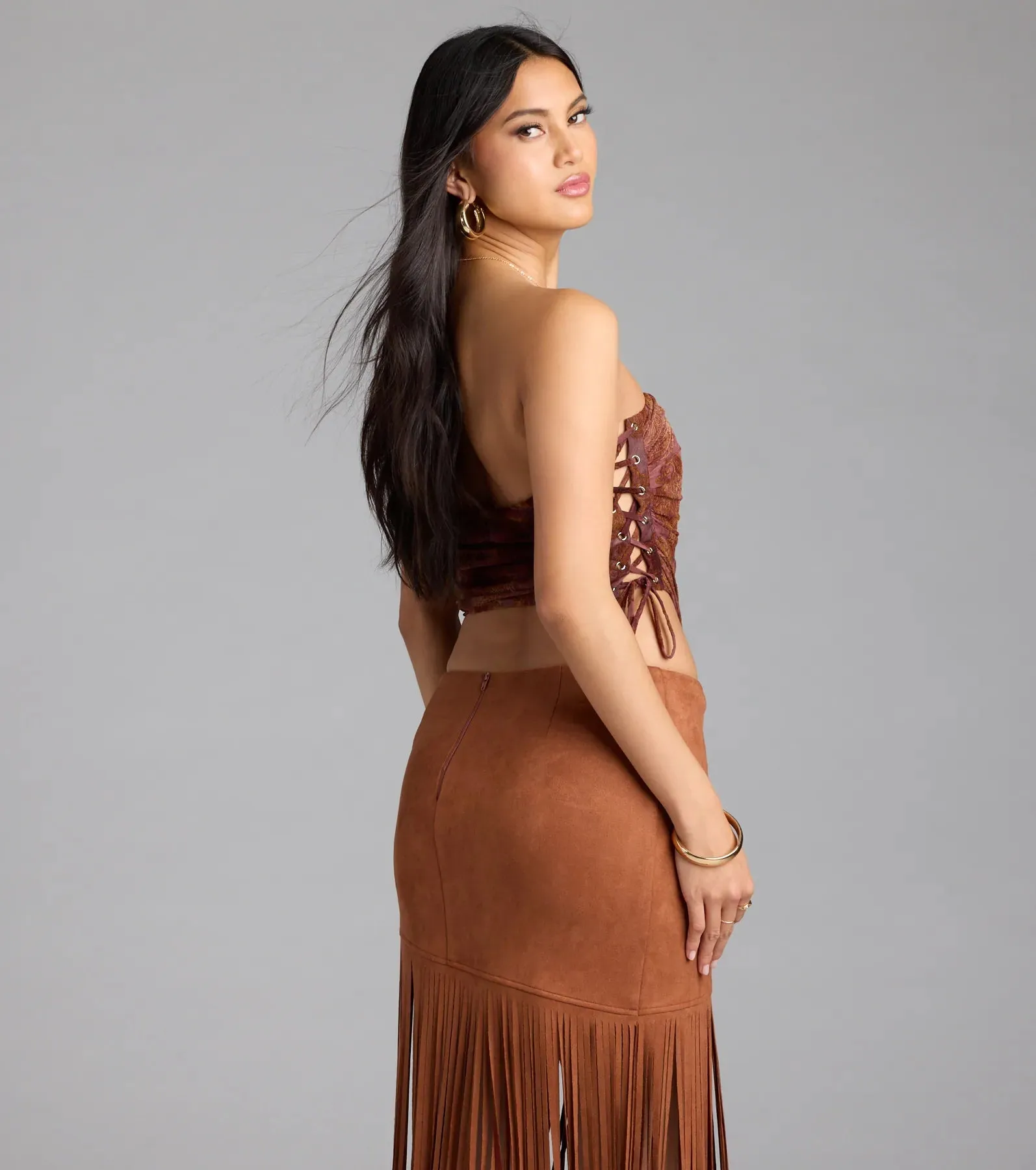 Romantic Nights Lace-Up Paisley Corset Top sold by Windsor product image thumbnail 2