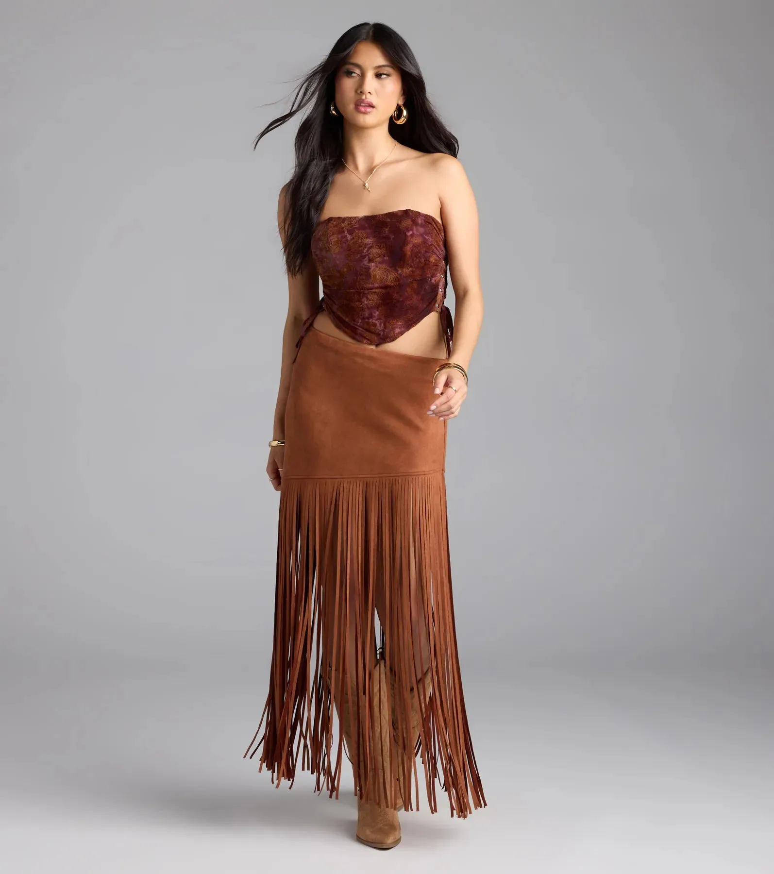 Romantic Nights Lace-Up Paisley Corset Top sold by Windsor product image thumbnail 3