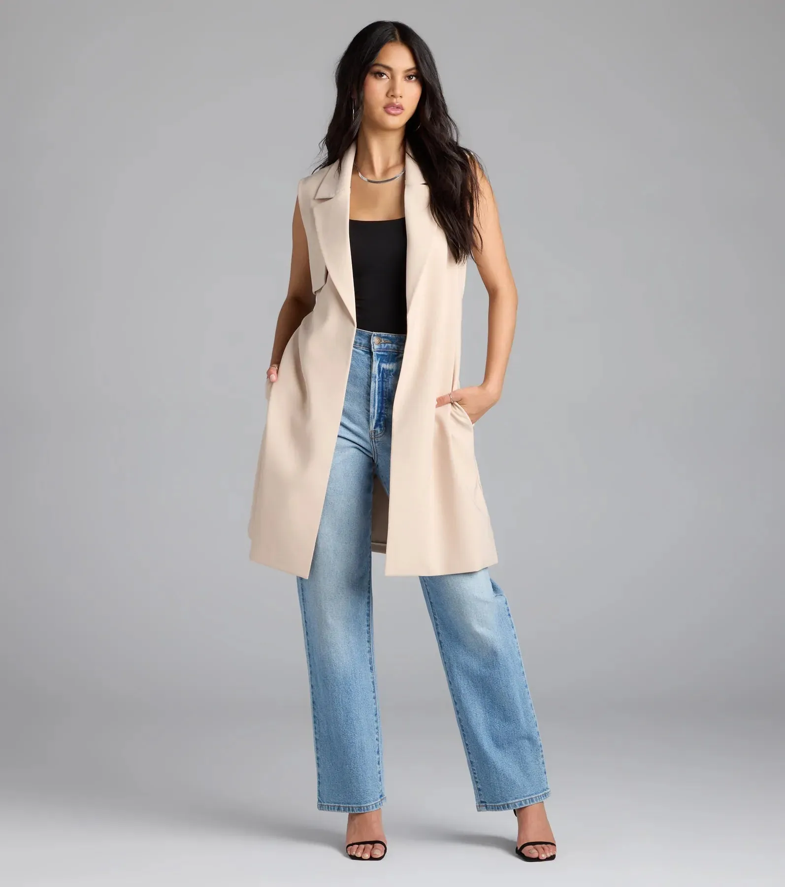 Leave It Me Belted Long Vest sold by Windsor