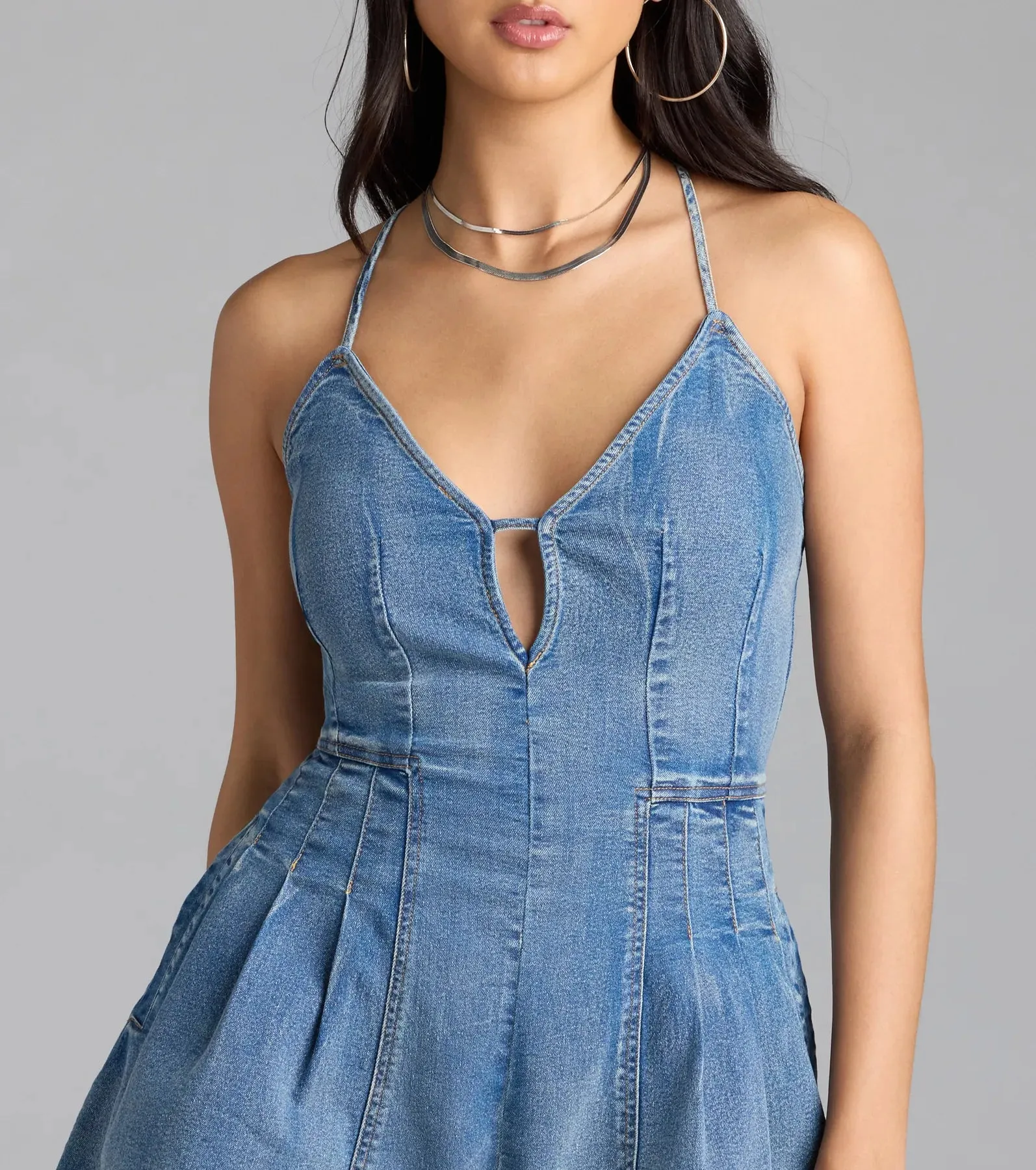 Little Miss Charming Strappy Back Denim Romper sold by Windsor product image thumbnail 4