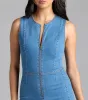 Doing The Most Sleeveless Zip-Up Denim Romper sold by Windsor