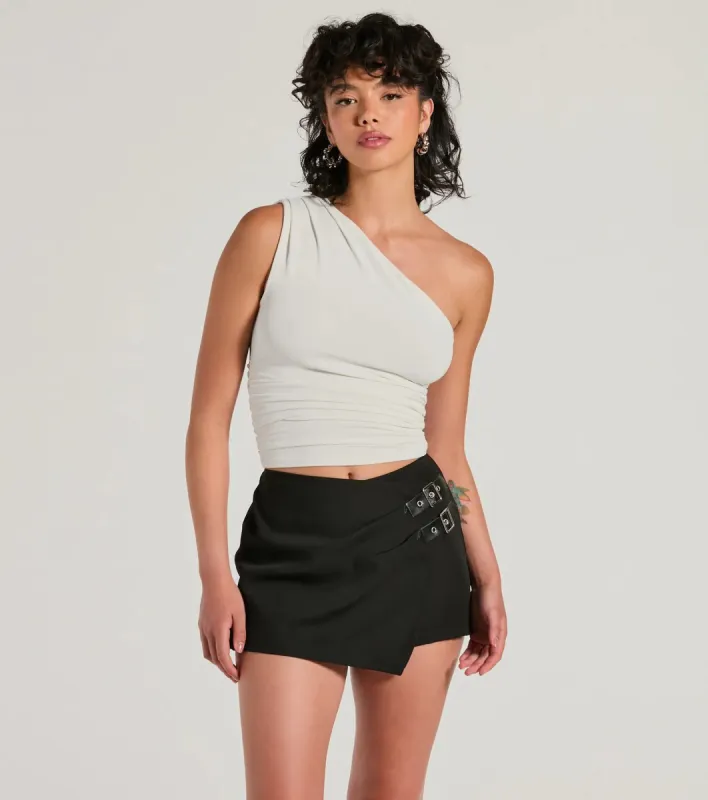 Adventuring Cutie Buckle Wrap Mini Skort sold by Windsor
