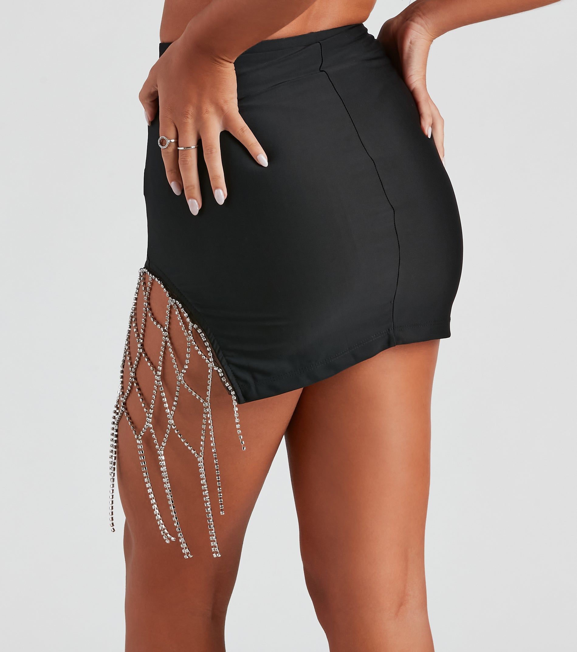 Glam Catch Rhinestone Mini Skirt sold by Windsor product image thumbnail 3