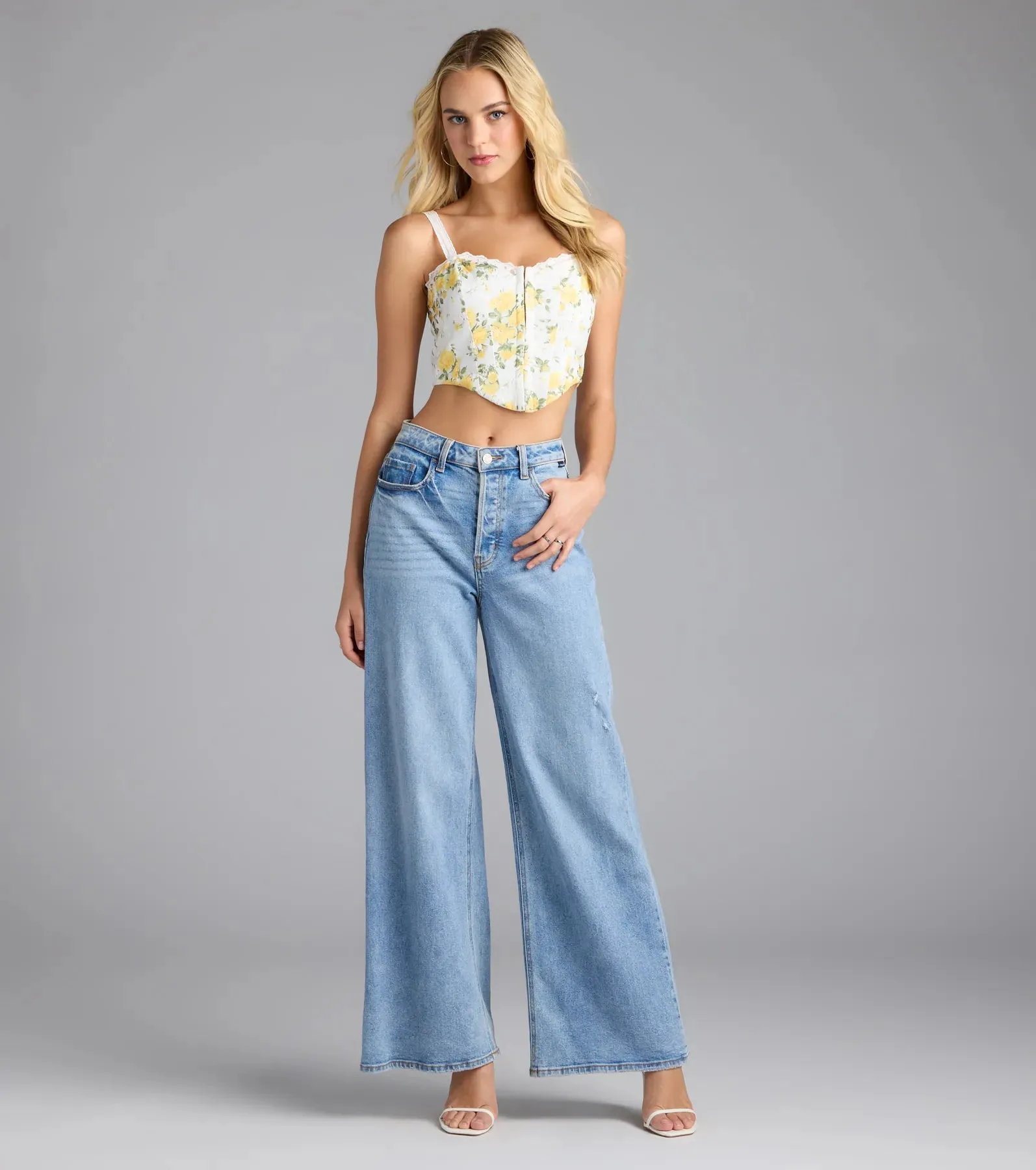 Off The Vine Lace Trim Rose Print Bustier sold by Windsor product image thumbnail 3