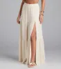 Coastal Breeze Linen High Slit Maxi Skirt sold by Windsor