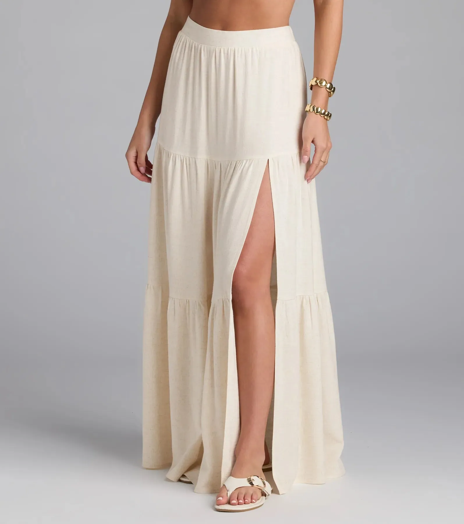 Coastal Breeze Linen High Slit Maxi Skirt sold by Windsor product image thumbnail 4