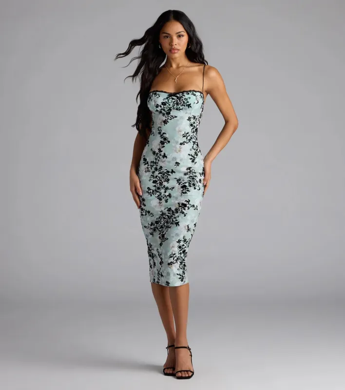 Match Made In Floral Bodycon Midi Dress sold by Windsor