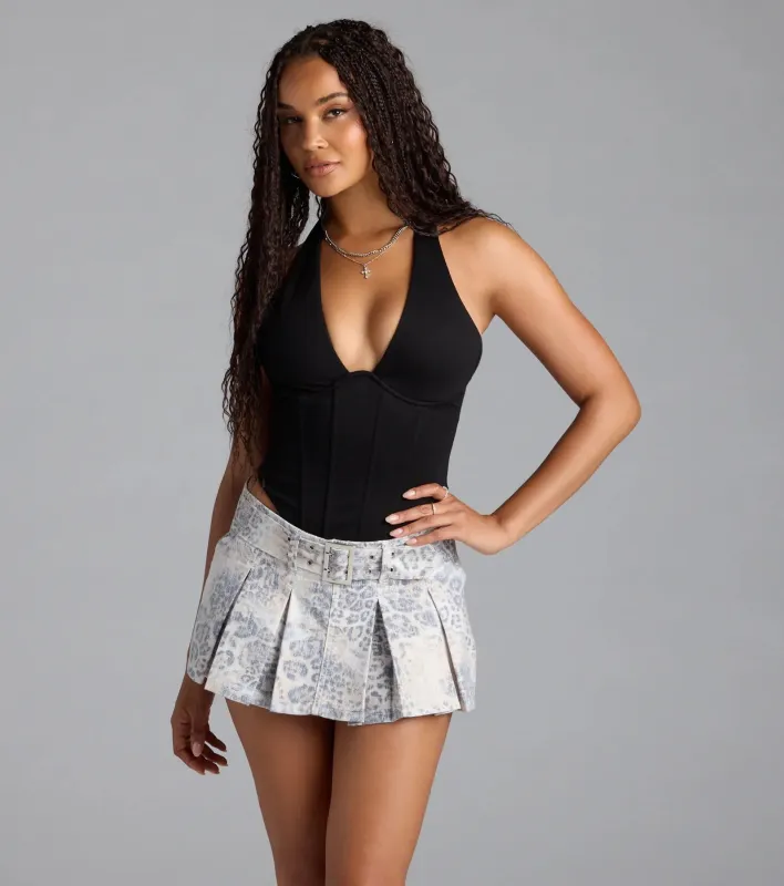Fierce And Trendy Mid-Rise Leopard Mini Skort sold by Windsor