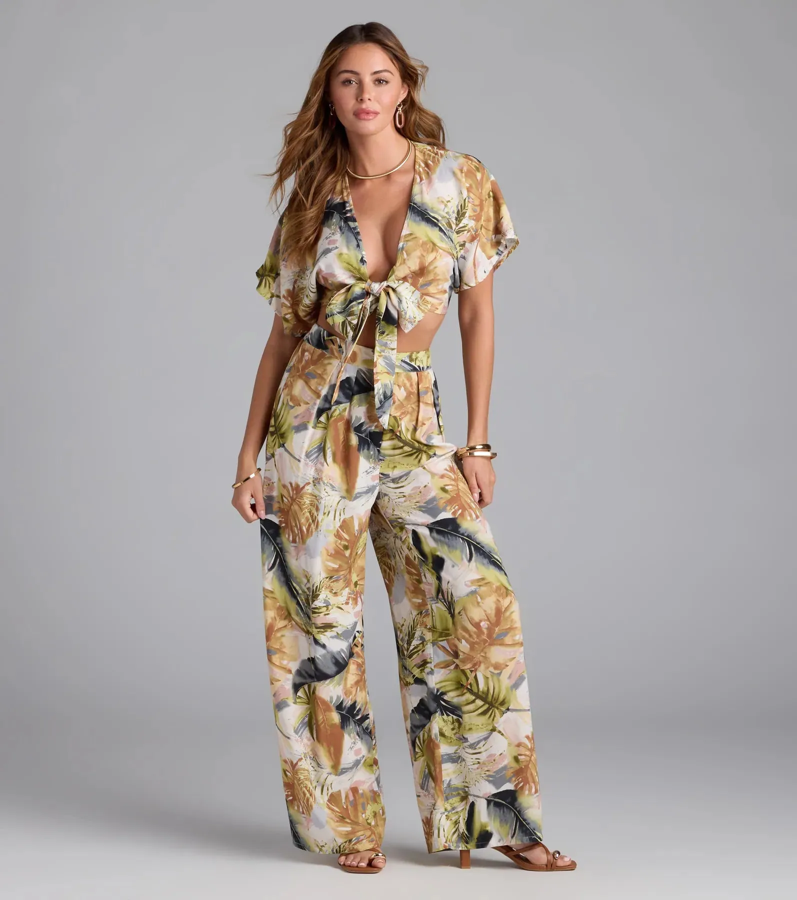 Sunny Escape Tropical Print Tie-Front Top sold by Windsor product image thumbnail 3