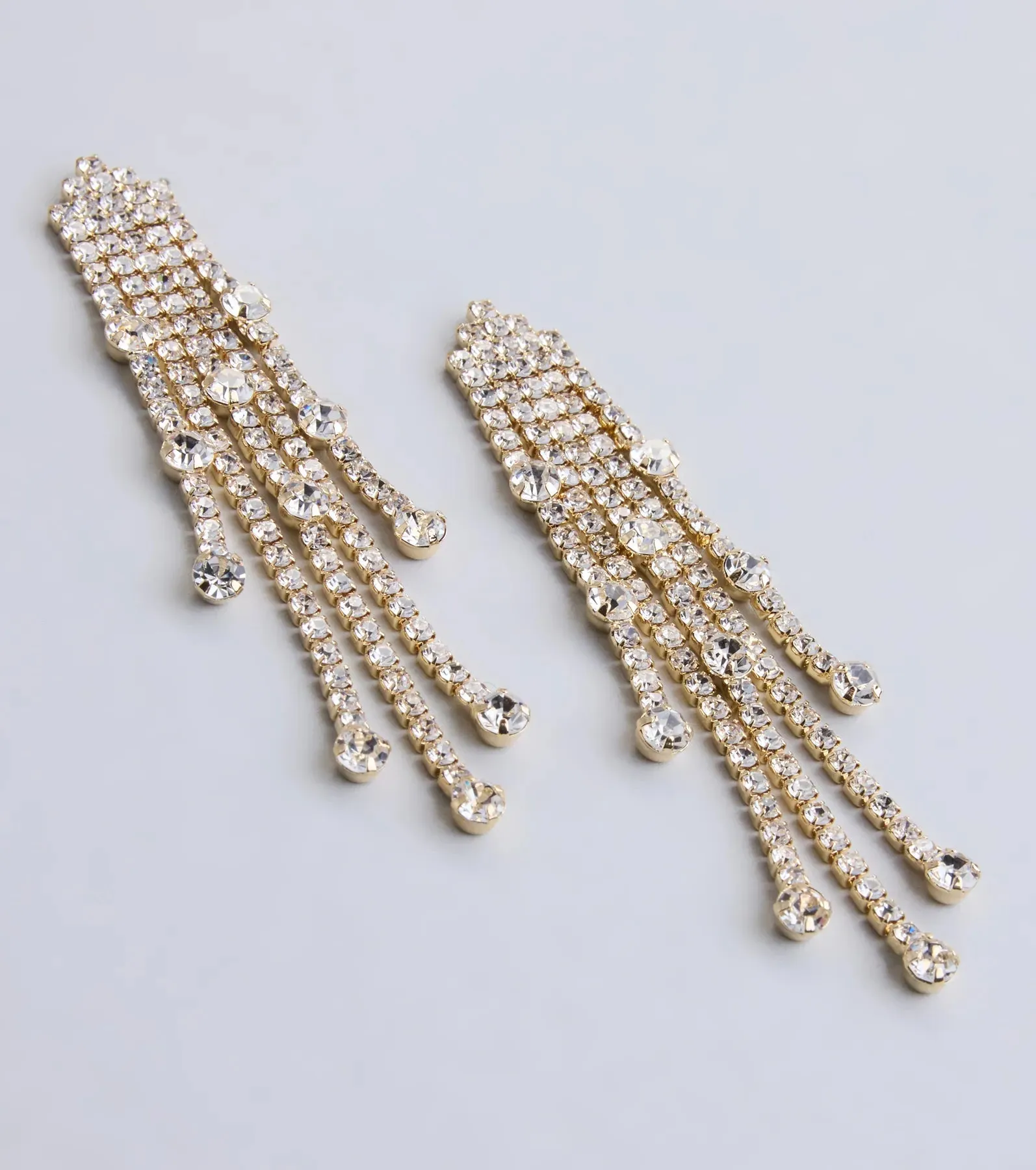 All This Glamour Rhinestone Tassel Earrings sold by Windsor product image thumbnail 4