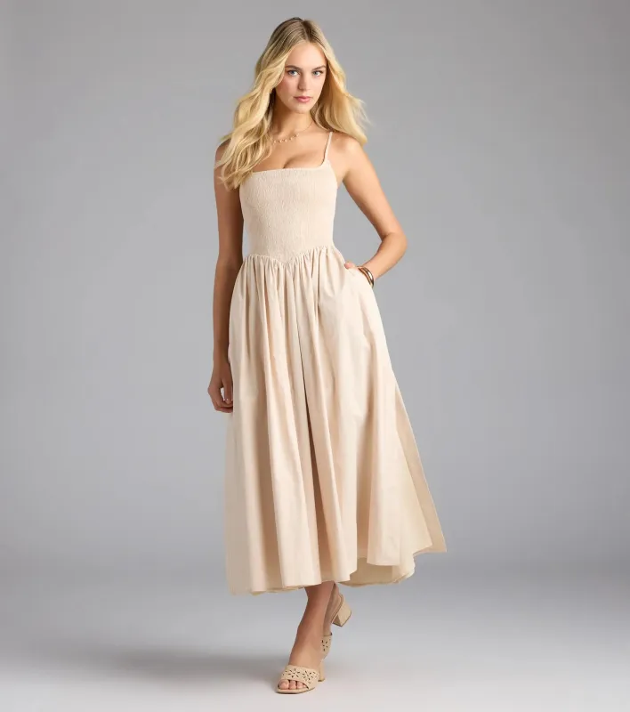Effortless Era Woven A-Line Midi Dress sold by Windsor