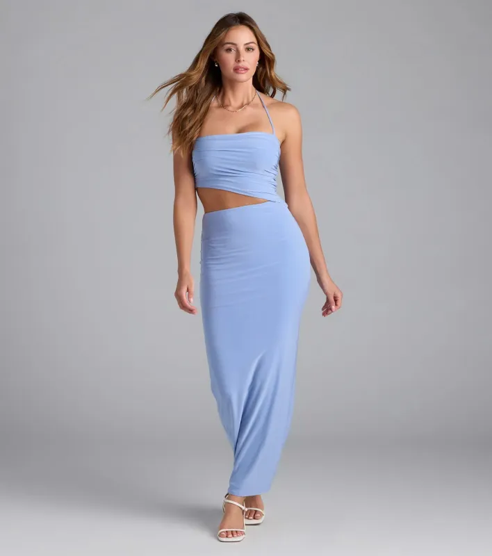 Sultry Mode Halter Cutout Maxi Dress sold by Windsor
