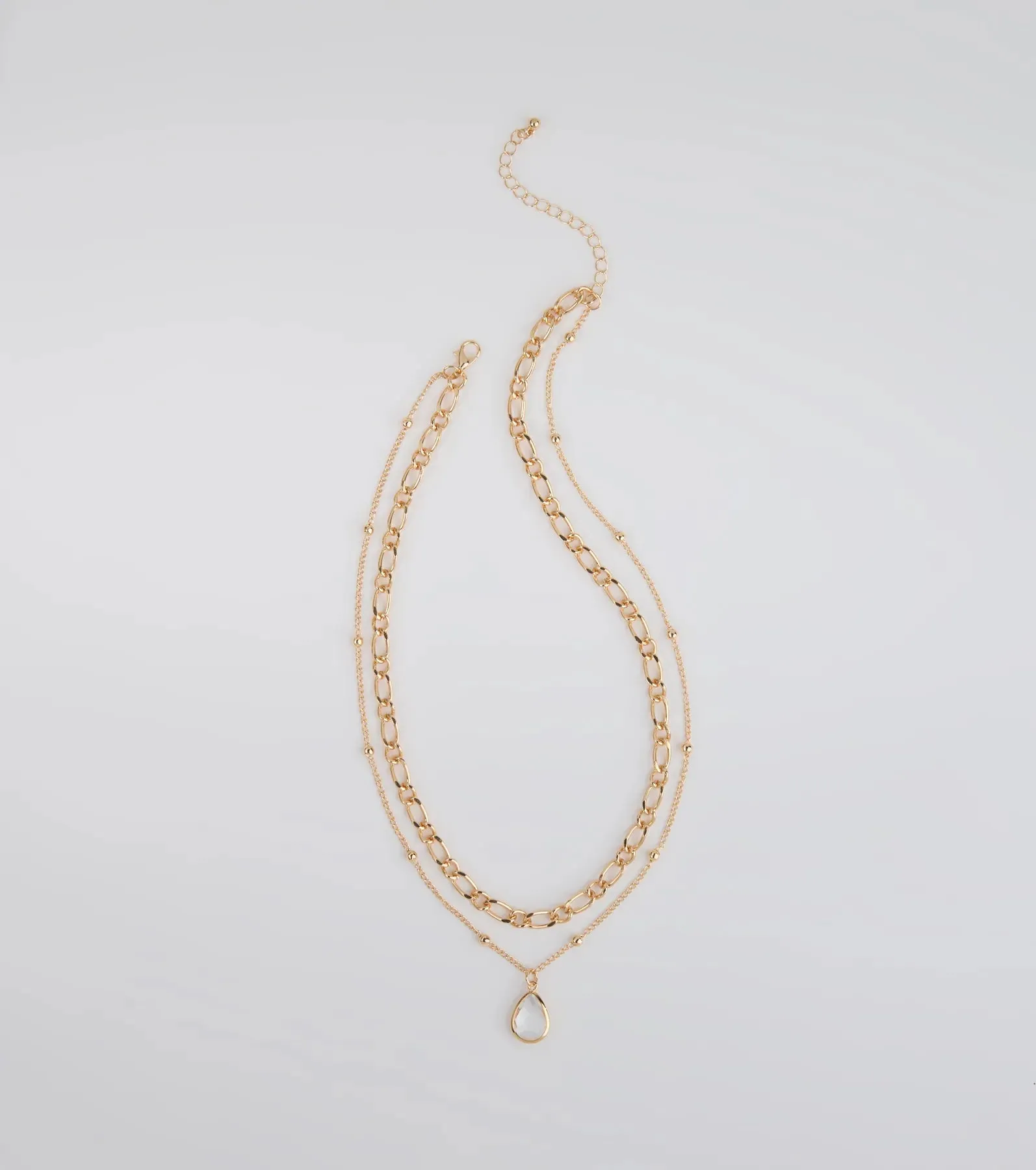 Glam Team Layered Rhinestone Charm Necklace sold by Windsor