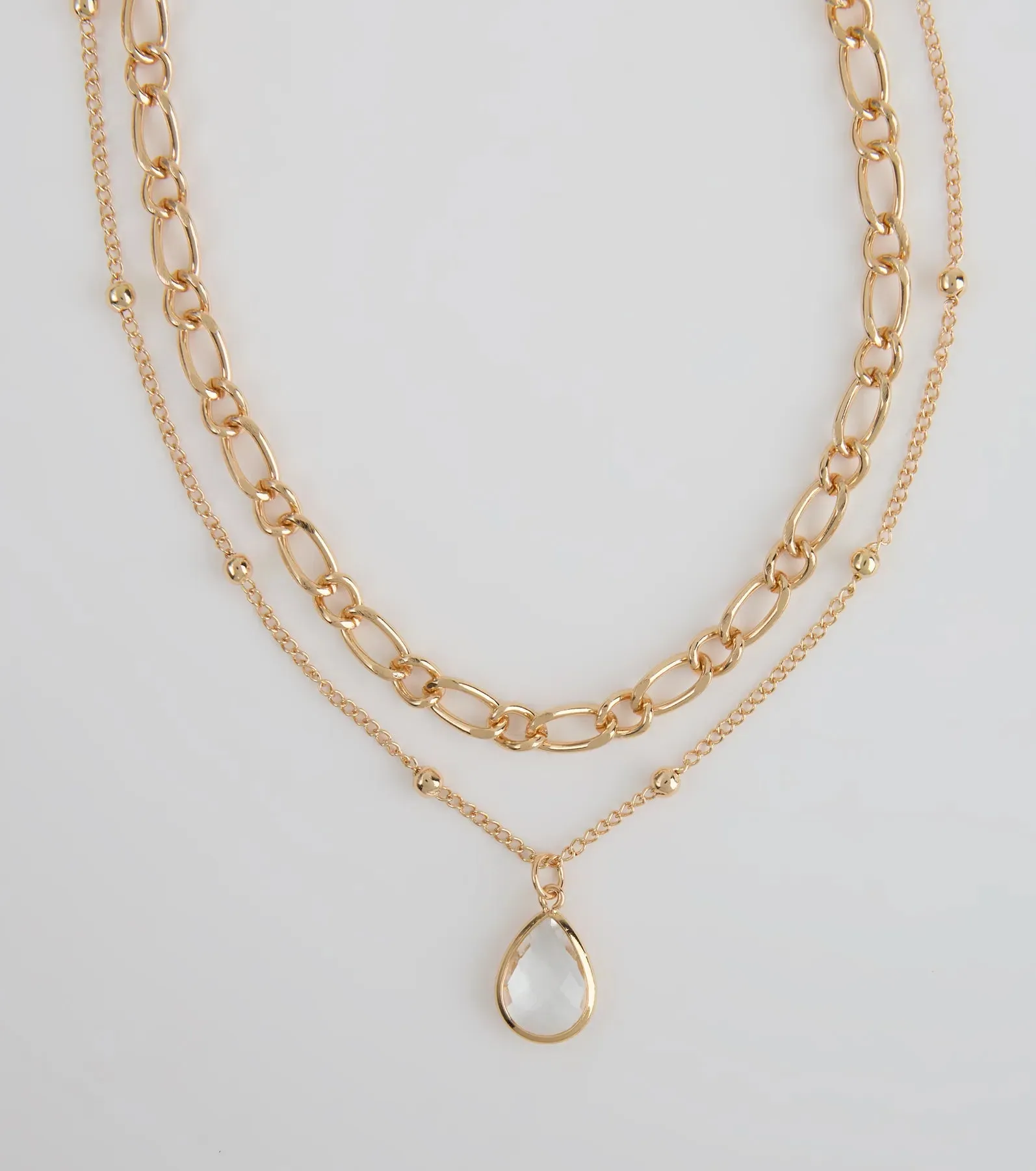 Glam Team Layered Rhinestone Charm Necklace sold by Windsor product image thumbnail 2