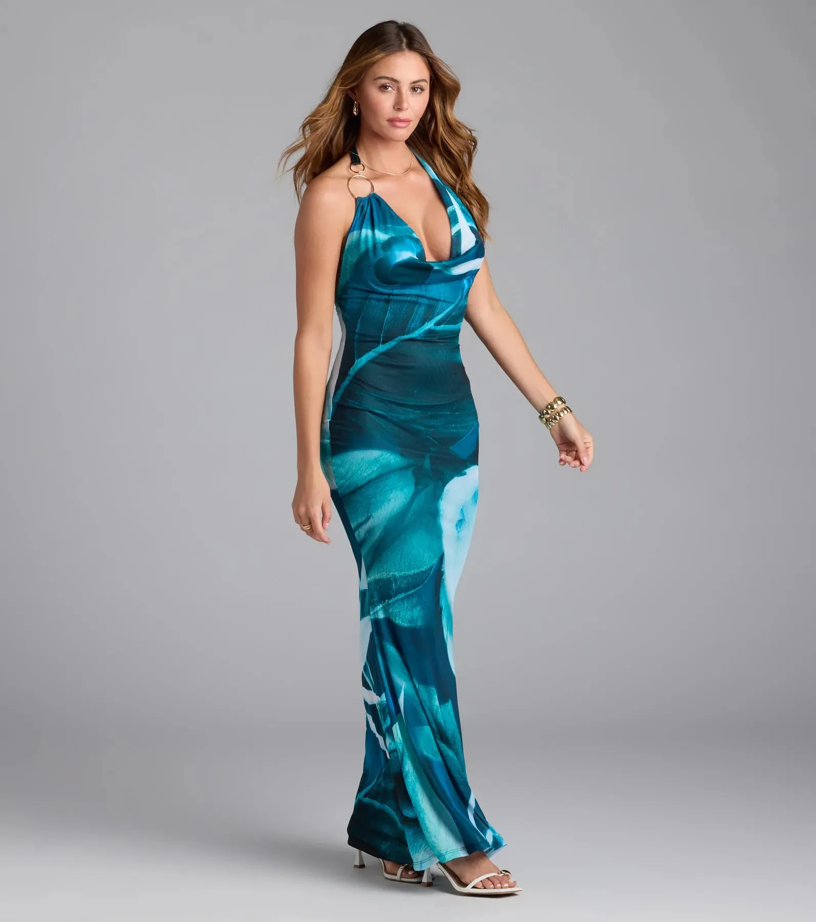 Dinner With A View Abstract Open Back Maxi Dress sold by Windsor product image thumbnail 4