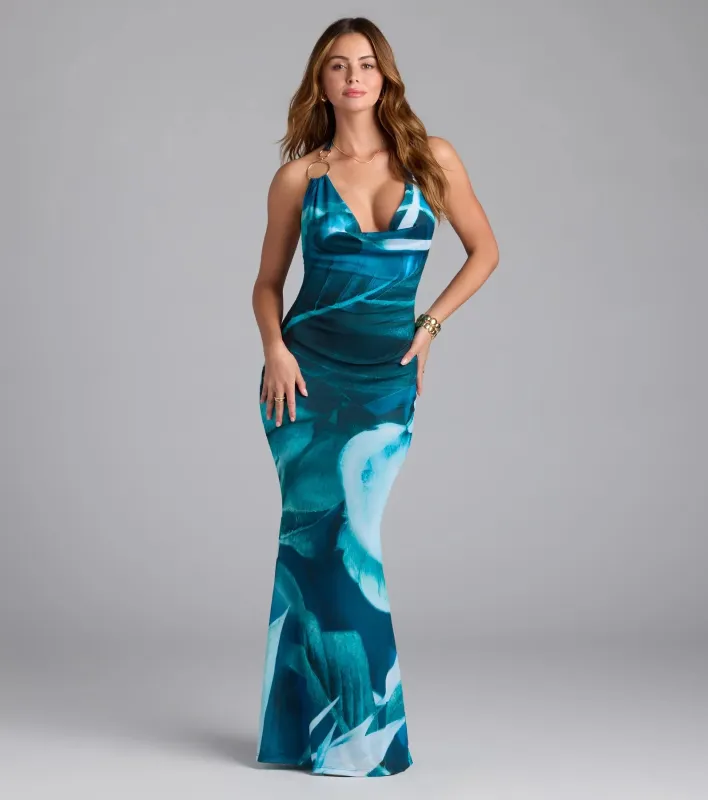 Dinner With A View Abstract Open Back Maxi Dress sold by Windsor