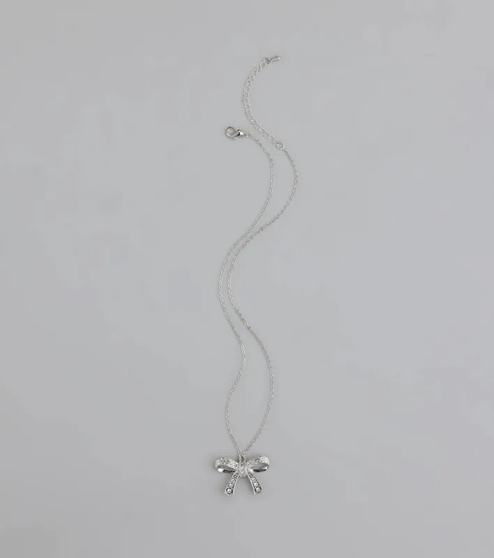 Simply Sparkling Rhinestone Bow Necklace sold by Windsor