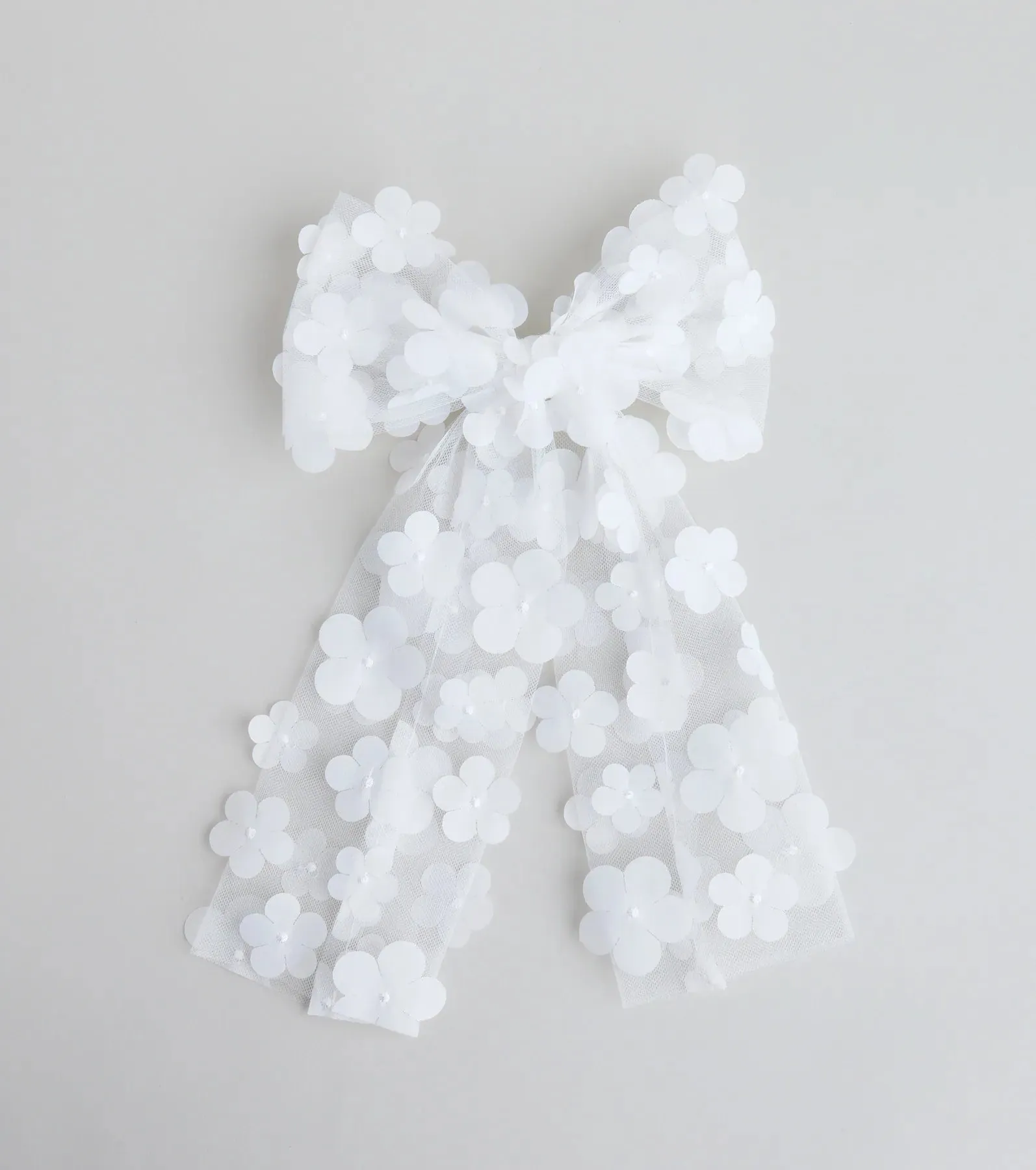 Cutest Charm Flower Tulle Bow Hair Clip sold by Windsor