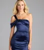 Jocelyn Cold Shoulder Slit Mermaid Satin Formal Dress sold by Windsor