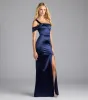 Jocelyn Cold Shoulder Slit Mermaid Satin Formal Dress sold by Windsor