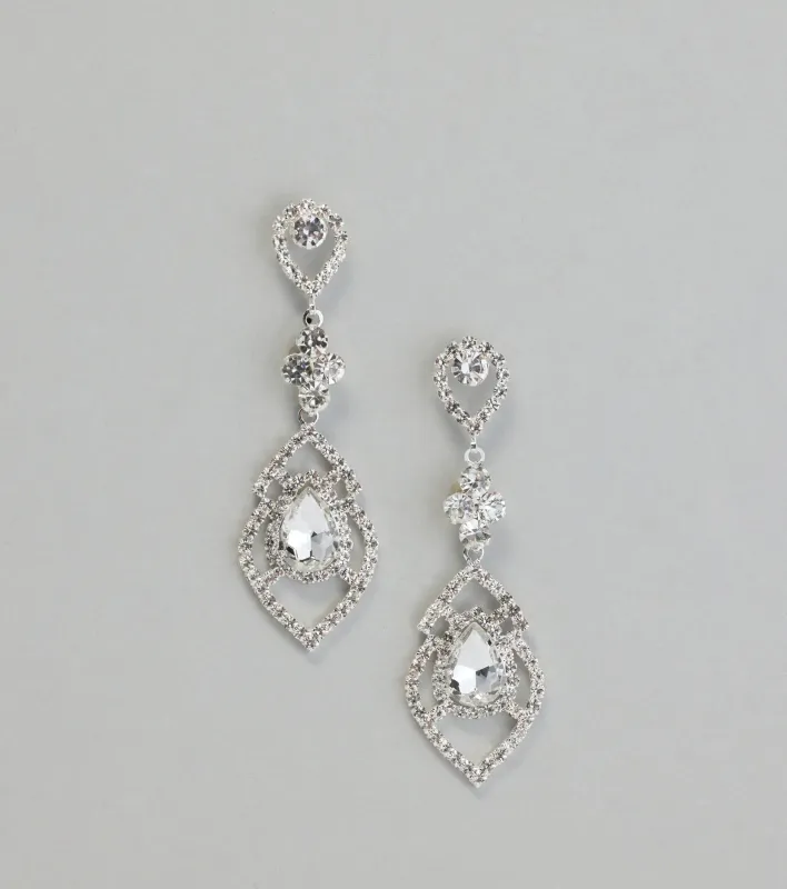 Vintage Glitz Rhinestone Chandelier Earrings sold by Windsor