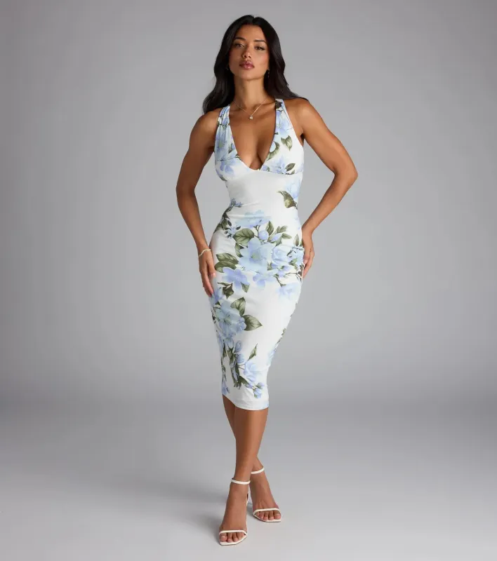 So Stunning Floral Open Back Midi Dress sold by Windsor