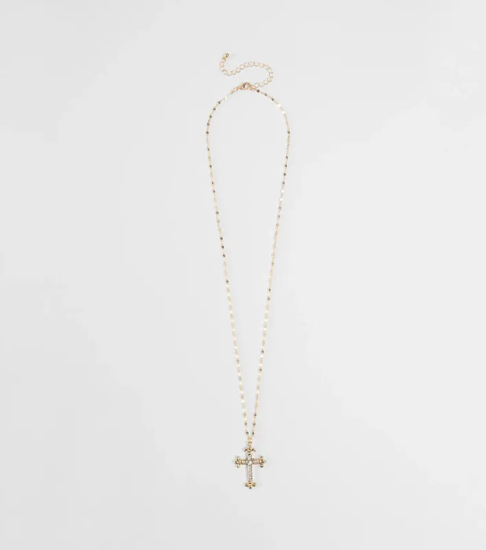 Full Of Faith Rhinestone Cross Necklace sold by Windsor