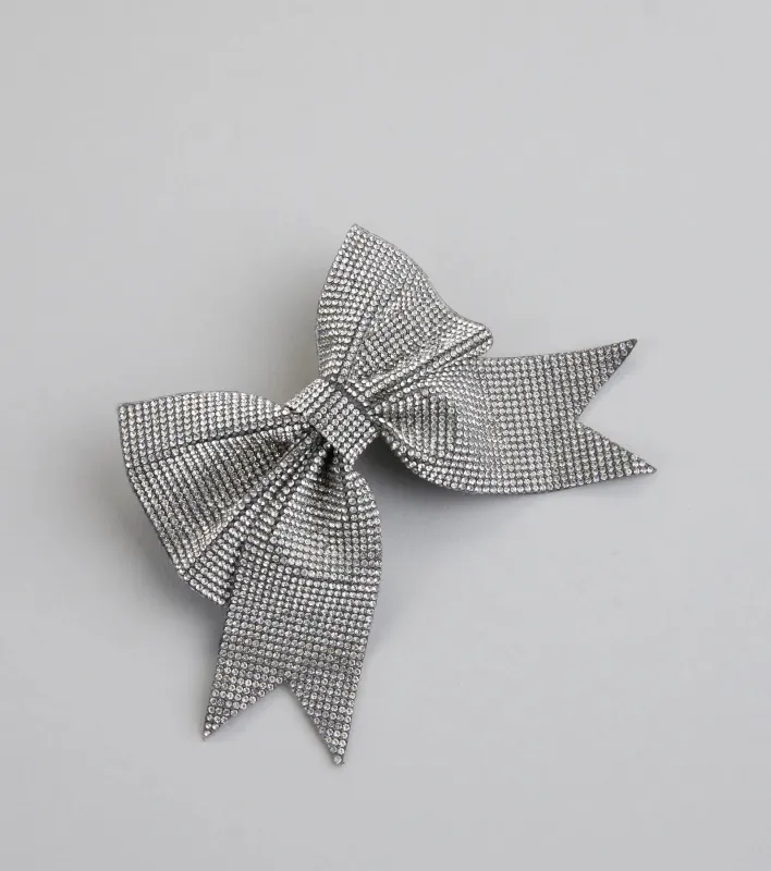 Dearly Glam Rhinestone Bow Hair Clip sold by Windsor