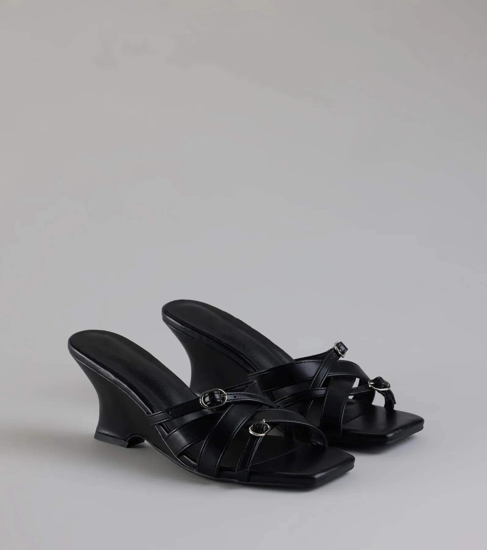 Playing It Cute Strappy Buckle Wedge Heels sold by Windsor