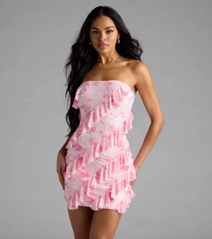 Summer Bloom Floral Ruffled Mini Dress sold by Windsor