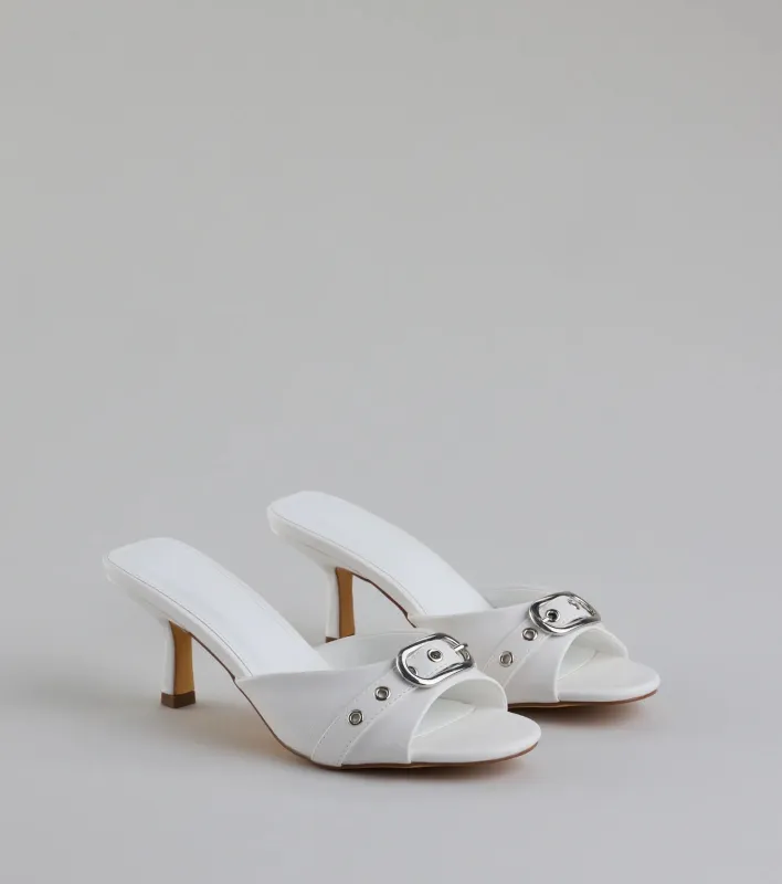 Brunch To Cocktails Buckle Stiletto Mules sold by Windsor