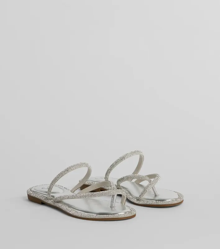 Bling It On Strappy Rhinestone Flat Sandals sold by Windsor