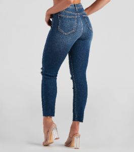 Trendy Distressed High-Rise Ankle Jeans sold by Windsor
