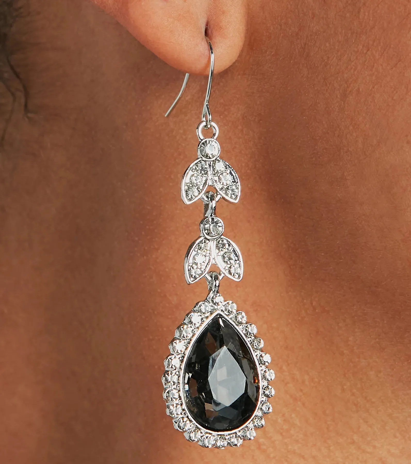 Luxe Drama Rhinestone Teardrop Earrings sold by Windsor product image thumbnail 2