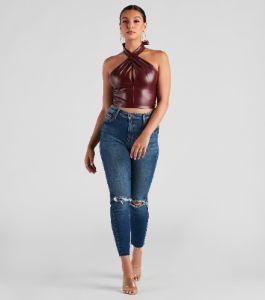 Trendy Distressed High-Rise Ankle Jeans sold by Windsor