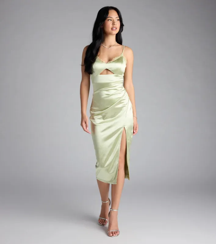 Bennet Lace Trim Satin Midi Dress sold by Windsor