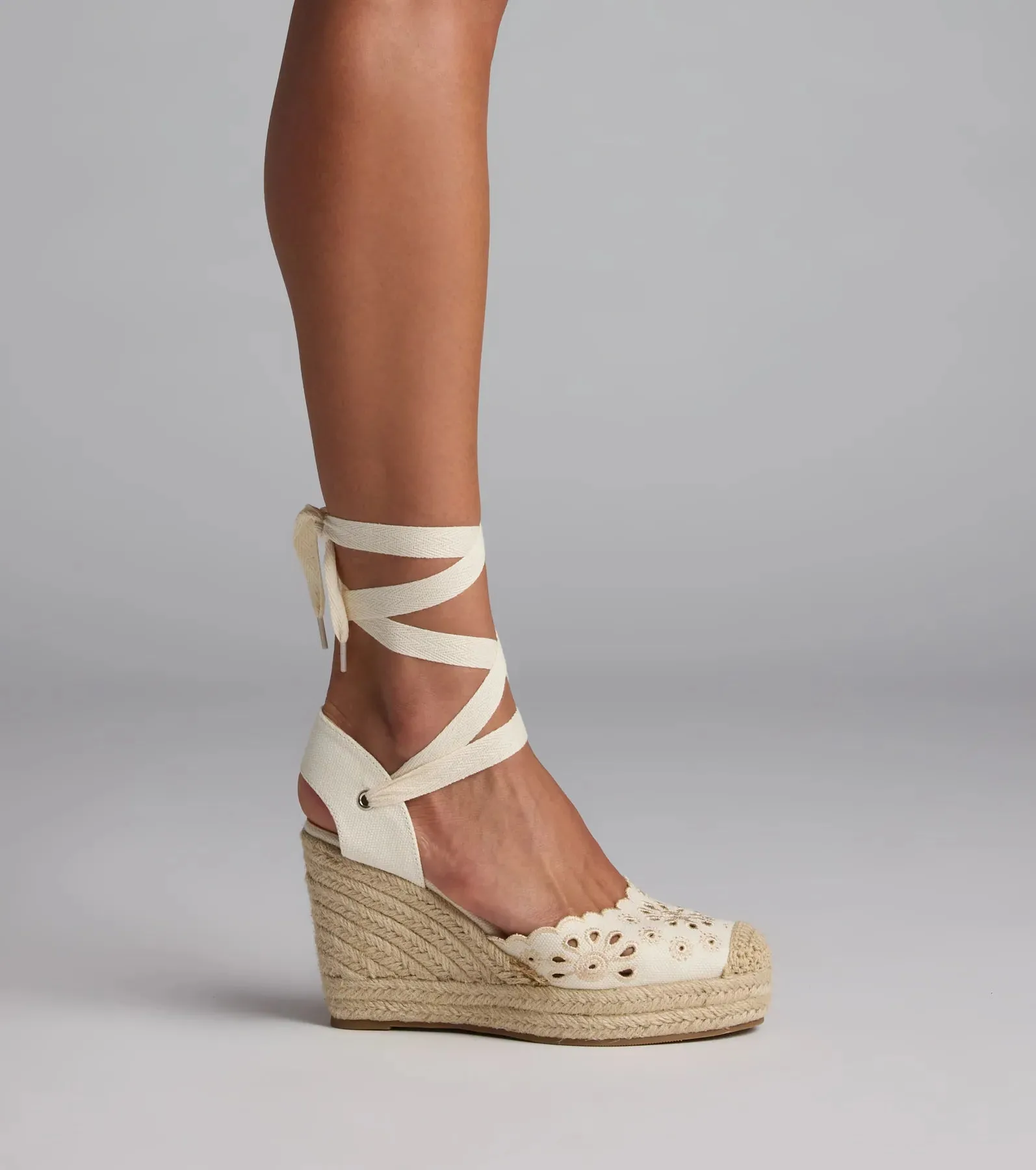 Walk In The Park Eyelet Lace-Up Espadrille Wedges sold by Windsor product image thumbnail 3