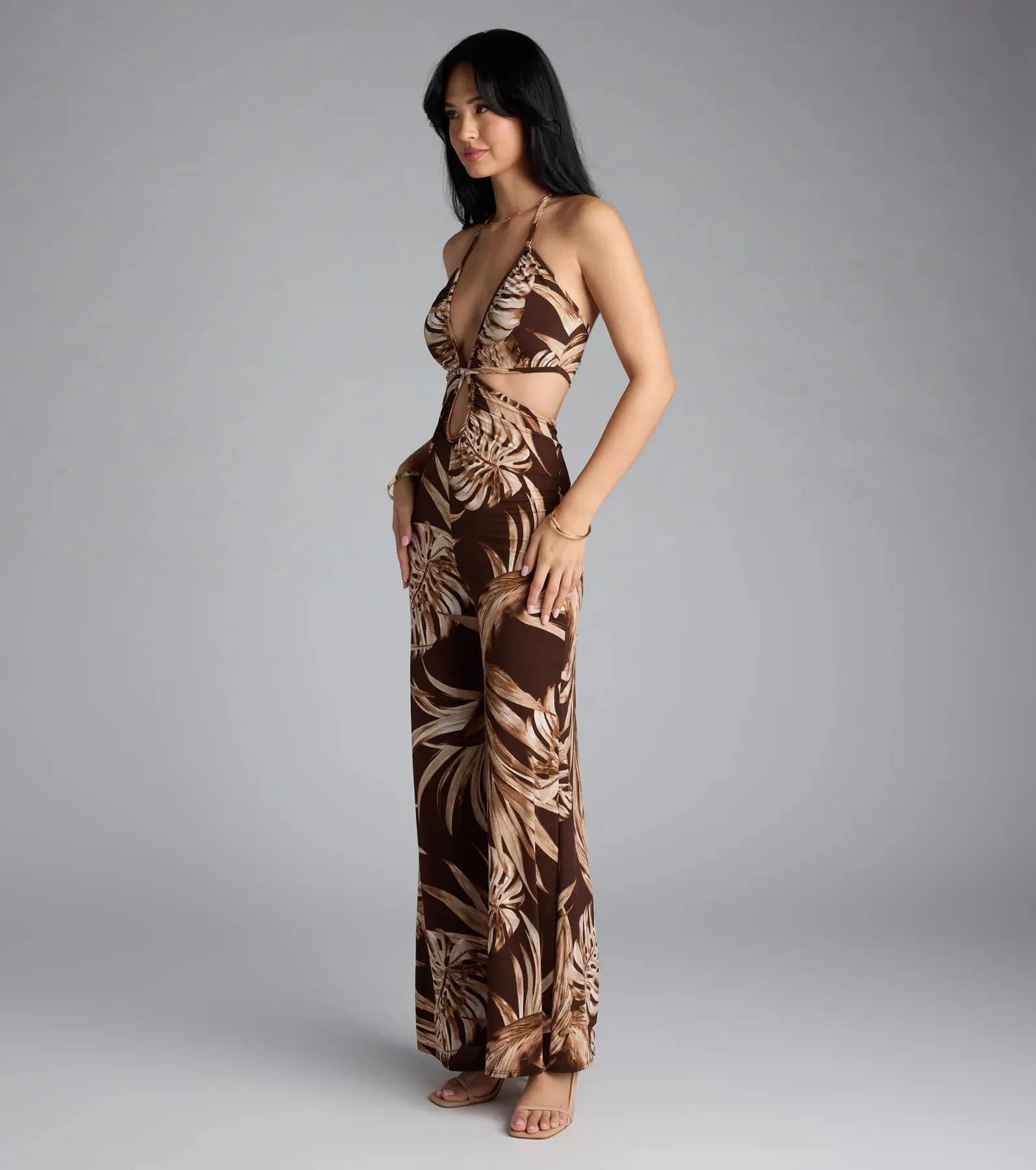 Tropic Time Halter Cutout Wide-Leg Jumpsuit sold by Windsor product image thumbnail 4