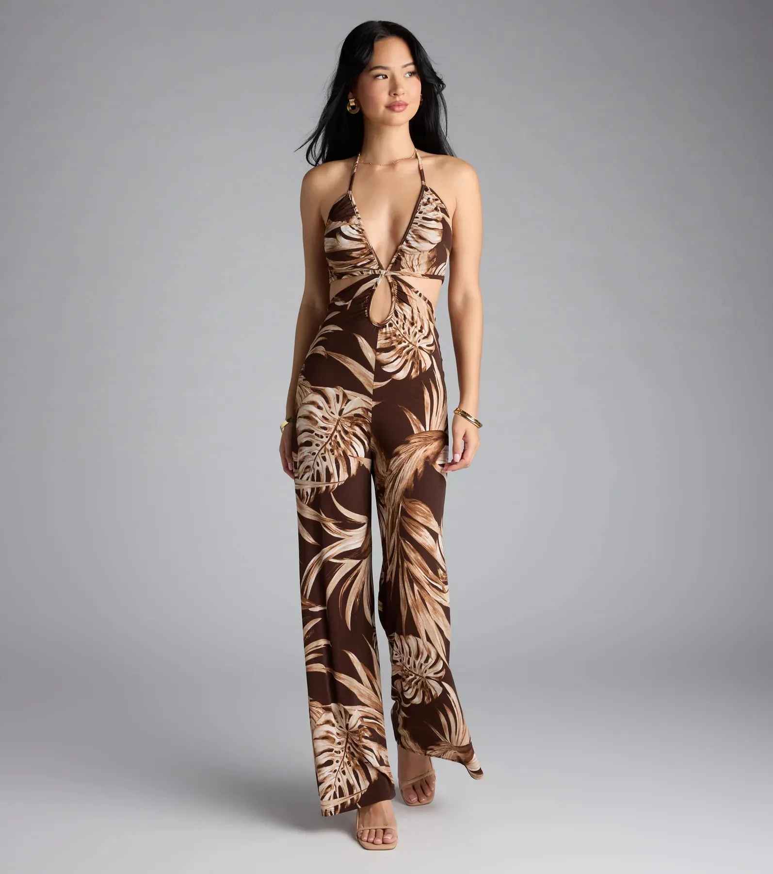 Tropic Time Halter Cutout Wide-Leg Jumpsuit sold by Windsor