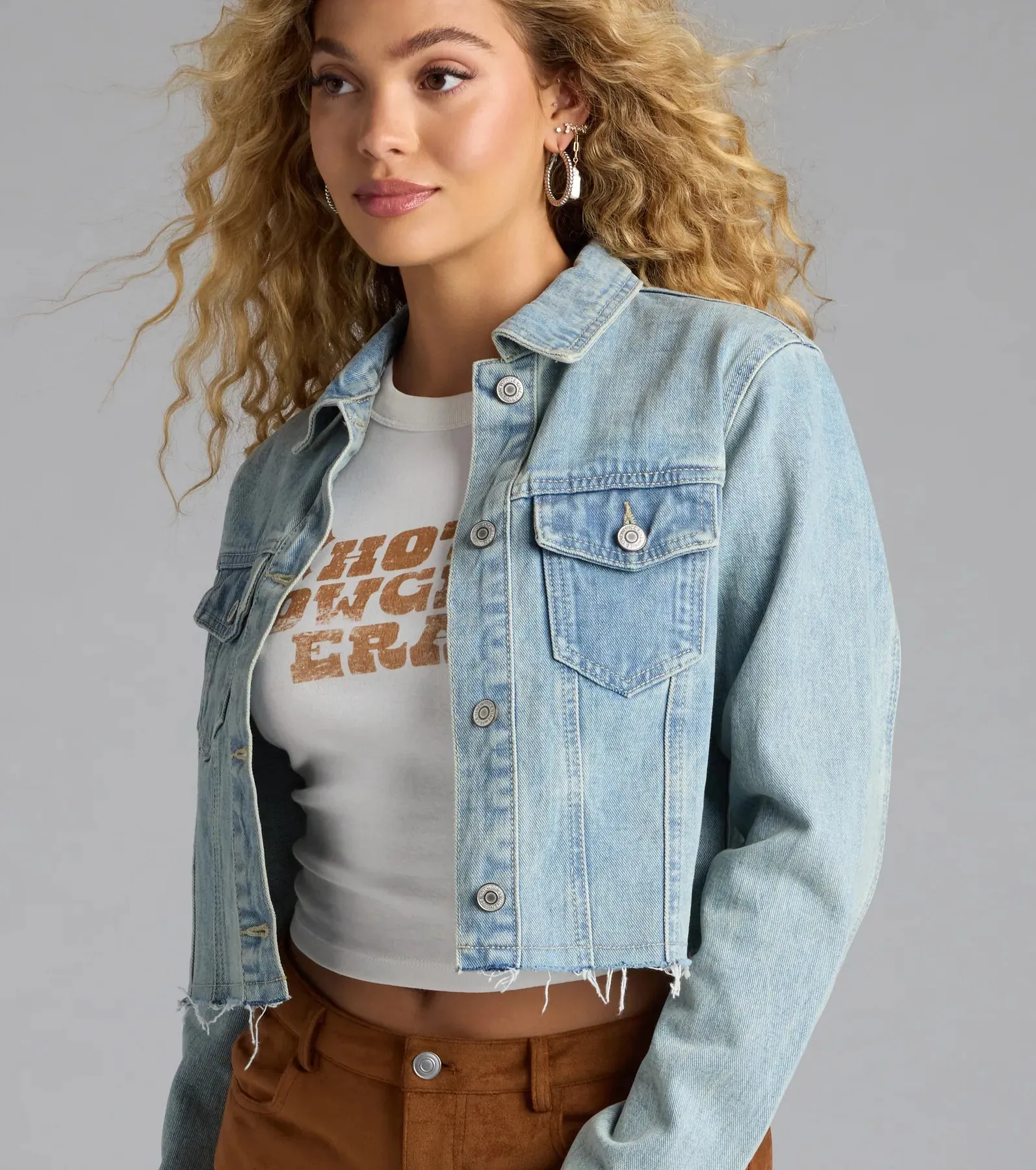 So Laid Back Frayed Crop Denim Jacket sold by Windsor product image thumbnail 4