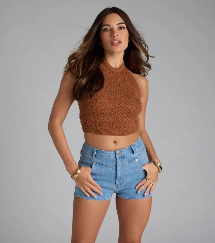 In The Open Cable Knit Halter Top sold by Windsor