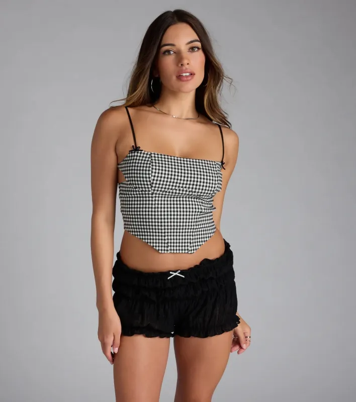 Sweet And Trendy Gingham Print Crop Top sold by Windsor